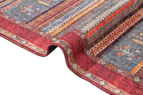 Digital Print Area Rug – Stylish Red Frame Cotton Chenille Washable Carpet