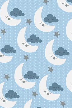 Kids Digital Print Rug - Blue Figured Design | Antibacterial, Non Slip, Washable Carpet