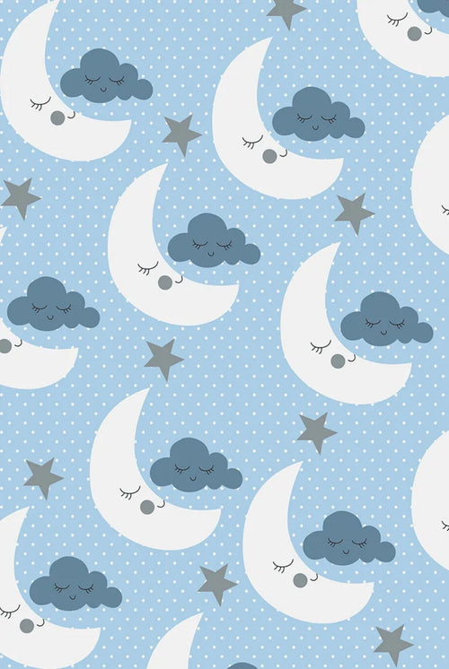 Kids Digital Print Rug - Blue Figured Design | Antibacterial, Non Slip, Washable Carpet