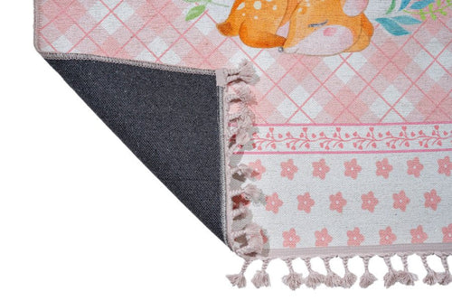 Pink Cotton Area Rug – Digital Print Chenille Carpet With Non Slip Backing