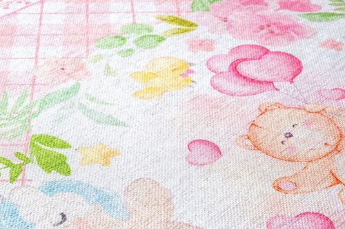 Pink Cotton Area Rug – Digital Print Chenille Carpet With Non Slip Backing