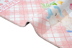 Pink Cotton Area Rug – Digital Print Chenille Carpet With Non Slip Backing