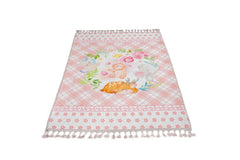 Pink Cotton Area Rug – Digital Print Chenille Carpet With Non Slip Backing