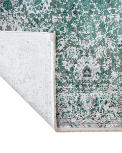 Vintage Viscose Area Rug – Machine Made Grey Carpet with Fringed Edges