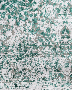 Vintage Viscose Area Rug – Machine Made Grey Carpet with Fringed Edges