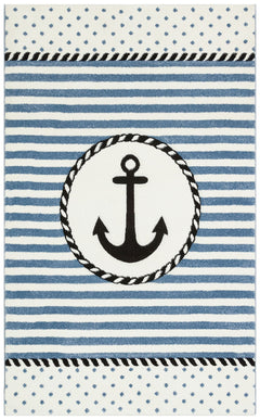 Kids Blue Rug – Soft Flatweave Anti Slip Children's Carpet for Playroom