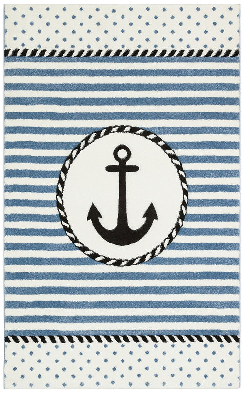 Kids Blue Rug – Soft Flatweave Anti Slip Children's Carpet for Playroom