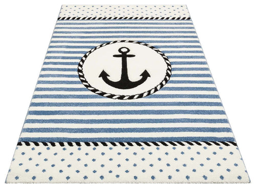 Kids Blue Rug – Soft Flatweave Anti Slip Children's Carpet for Playroom