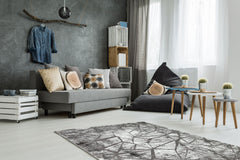 Modern Area Rug – Anthracite Geometric Machine Made Rug with Soft Texture