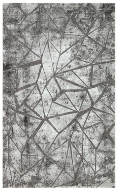 Modern Area Rug – Anthracite Geometric Machine Made Rug with Soft Texture