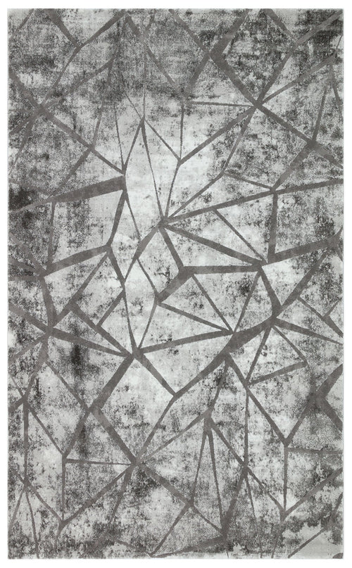 Modern Area Rug – Anthracite Geometric Machine Made Rug with Soft Texture