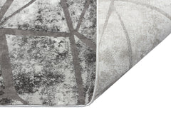 Modern Area Rug – Anthracite Geometric Machine Made Rug with Soft Texture