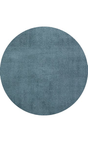 Modern Round Shaggy Rug - Blue Soft Textured Fluffy Pile Carpet With Anti Slip