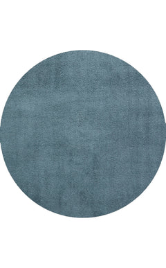 Modern Round Shaggy Rug - Blue Soft Textured Fluffy Pile Carpet With Anti Slip