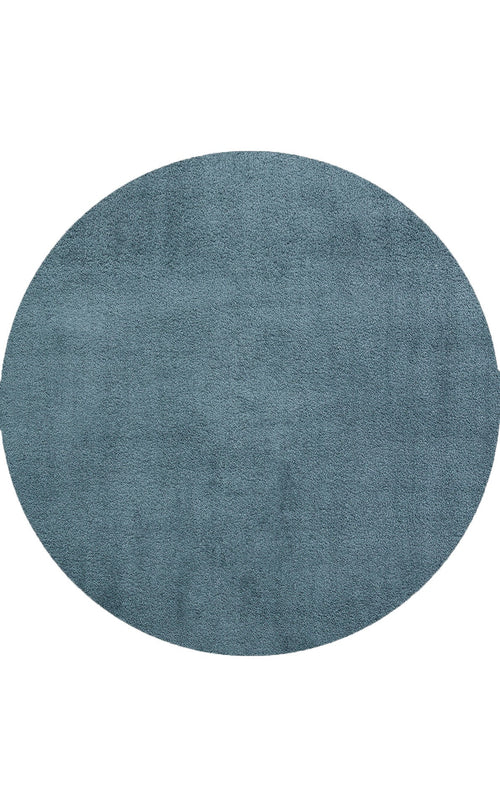 Modern Round Shaggy Rug - Blue Soft Textured Fluffy Pile Carpet With Anti Slip