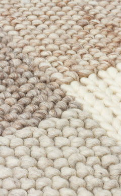 Hand-Knitted Rug – Beige Geometric Area Rug With Soft Texture for Living Room