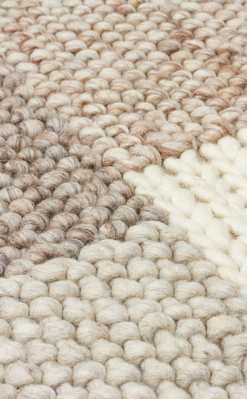 Hand-Knitted Rug – Beige Geometric Area Rug With Soft Texture for Living Room