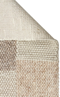 Hand-Knitted Rug – Beige Geometric Area Rug With Soft Texture for Living Room