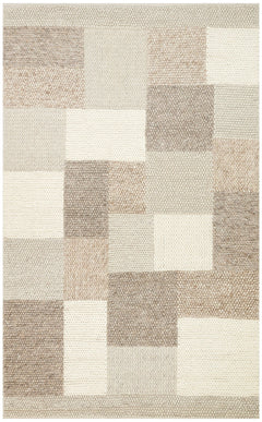 Hand-Knitted Rug – Beige Geometric Area Rug With Soft Texture for Living Room