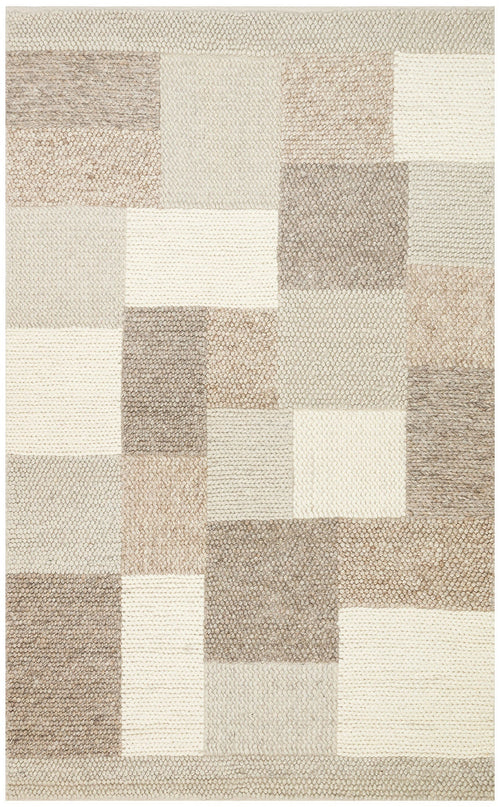 Hand-Knitted Rug – Beige Geometric Area Rug With Soft Texture for Living Room