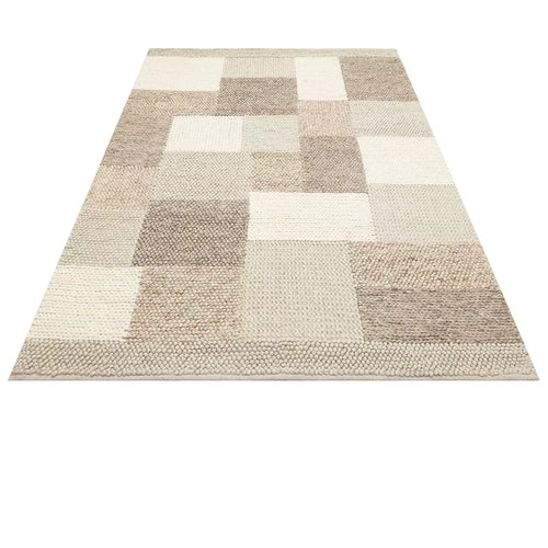 Hand-Knitted Rug – Beige Geometric Area Rug With Soft Texture for Living Room