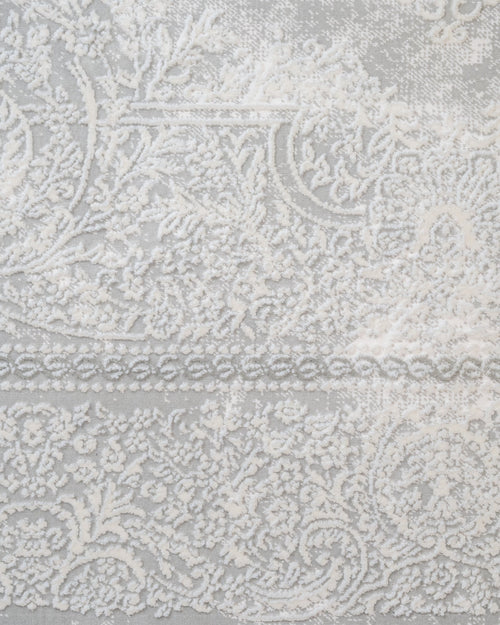 Machine Made Area Rug | Classic Grey Acrylic Rug with Fringed Edges