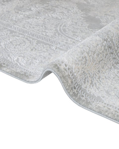 Machine Made Area Rug | Classic Grey Acrylic Rug with Fringed Edges