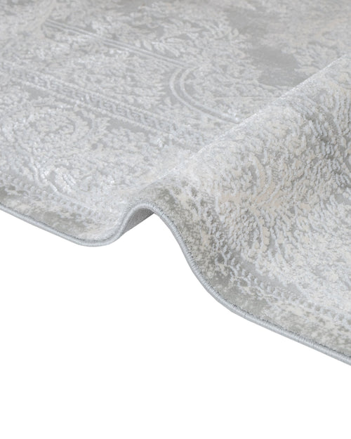 Machine Made Area Rug | Classic Grey Acrylic Rug with Fringed Edges