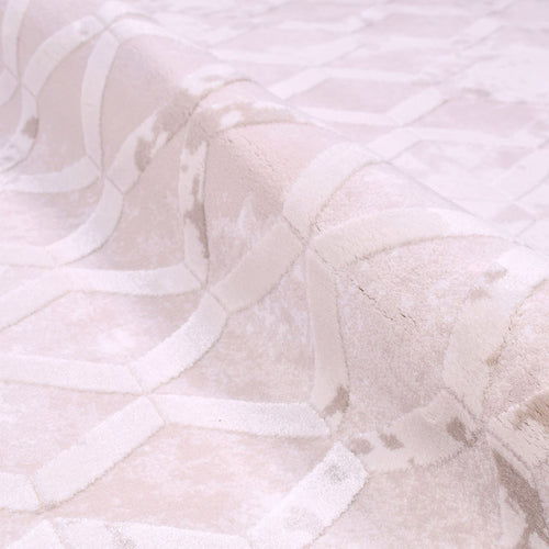 Cream Geometric Area Rug – Machine Made Rug with 11 mm Pile Height & Laser Cut Edges