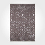 Geometric Area Rug - Brown Chenille Cotton Washable Non Slip Carpet