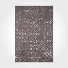 Geometric Area Rug - Brown Chenille Cotton Washable Non Slip Carpet