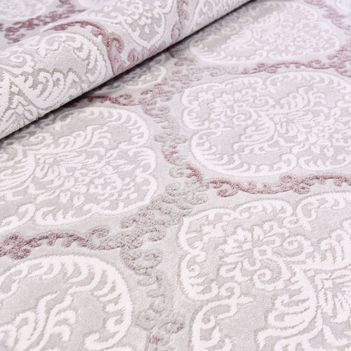 Geometric Area Rug - Machine Made Rug With 10 mm Pile Height | Pink Cream