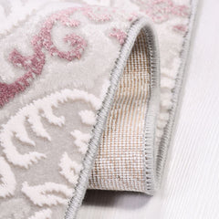 Geometric Area Rug - Machine Made Rug With 10 mm Pile Height | Pink Cream