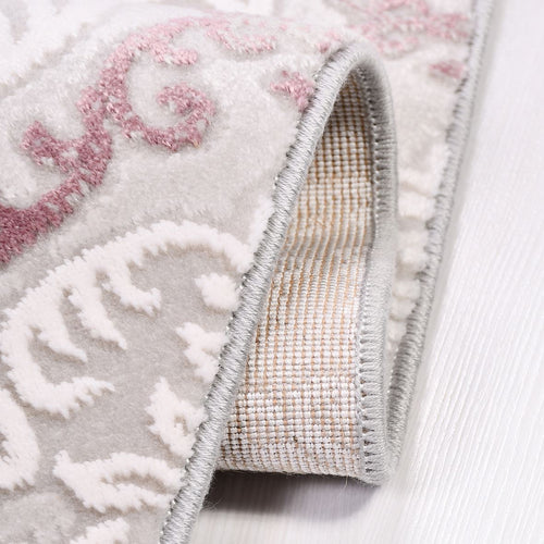 Geometric Area Rug - Machine Made Rug With 10 mm Pile Height | Pink Cream