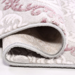 Geometric Area Rug - Machine Made Rug With 10 mm Pile Height | Pink Cream