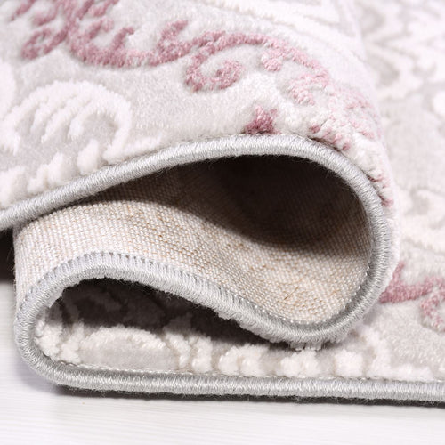 Geometric Area Rug - Machine Made Rug With 10 mm Pile Height | Pink Cream