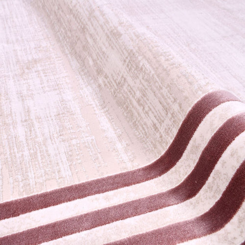 Machine Made Area Rug - Amayev Cream Frame Style Carpet With Laser Cut Edges