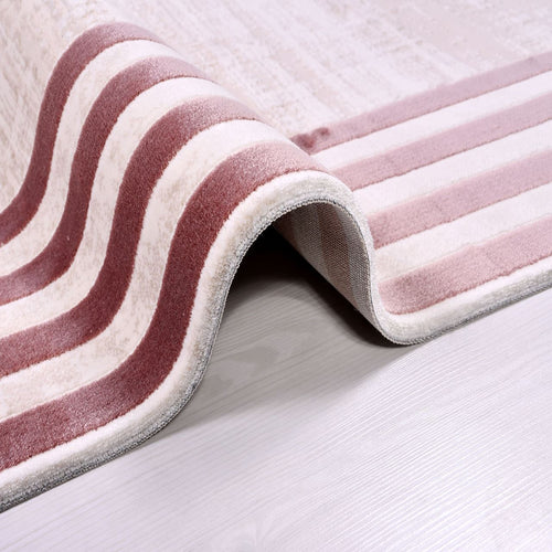 Machine Made Area Rug - Amayev Cream Frame Style Carpet With Laser Cut Edges