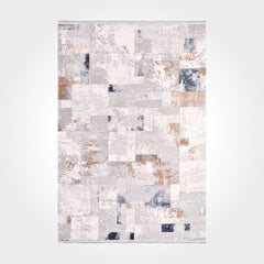 Cream Geometric Rug – Machine Made Area Rug With 11 mm Pile Height & Overlocked Edge