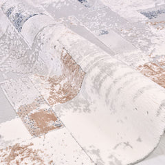 Cream Geometric Rug – Machine Made Area Rug With 11 mm Pile Height & Overlocked Edge