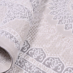 Cream Area Rug - Machine Made Classic Frame Rug With 8mm Pile Height