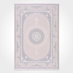 Cream Area Rug - Machine Made Classic Frame Rug With 8mm Pile Height