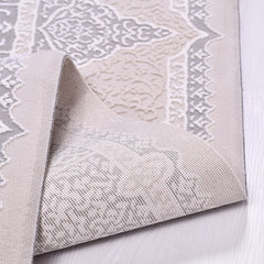 Cream Area Rug - Machine Made Classic Frame Rug With 8mm Pile Height