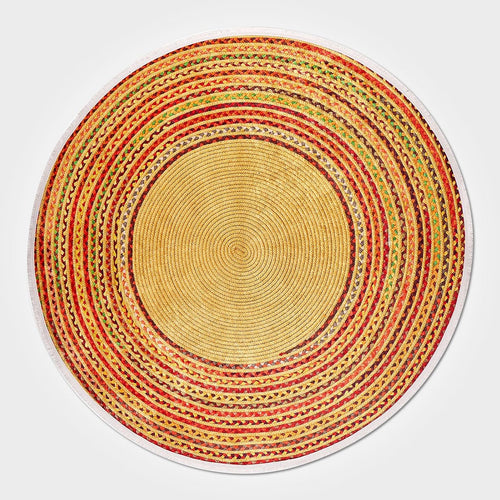 Yellow Striped Area Rug - Washable Non Slip Chenille Cotton Rug for Kitchen & Corridor