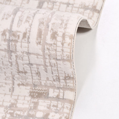 Cream Striped Area Rug – Machine Made Rug with 8mm Pile Height & Laser Cut Edge