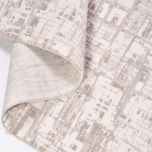 Cream Striped Area Rug – Machine Made Rug with 8mm Pile Height & Laser Cut Edge