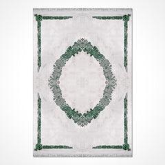 Classic Area Rug - Machine Made Rug With White Green Bamboo Acrylic Yarn, 11 mm Pile Height