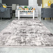 Modern Area Rug – Grey Machine Made Rug with Acrylic Yarn Carpet & Anti Slip Backing