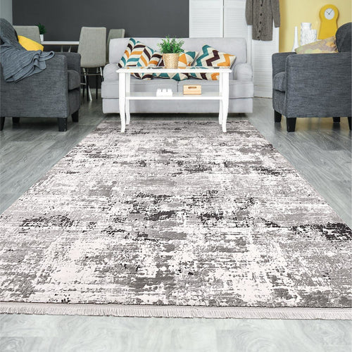 APurpleay Grey Modern Machine Made Area Rug