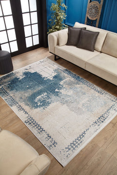 Amravati Blue Frame Digital Print Area Rug